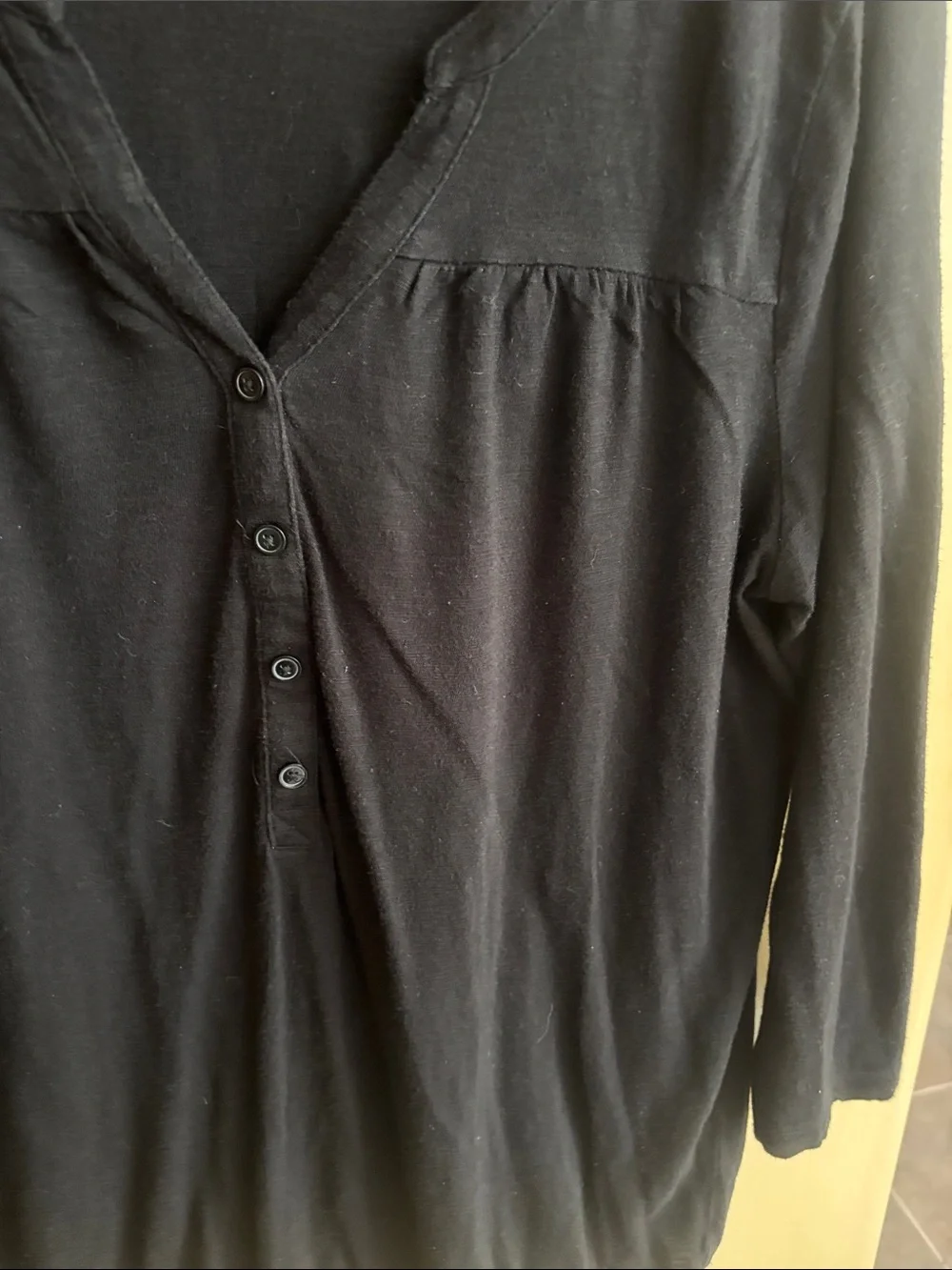 LOFT Black Long-Sleeve Henley Top size medium